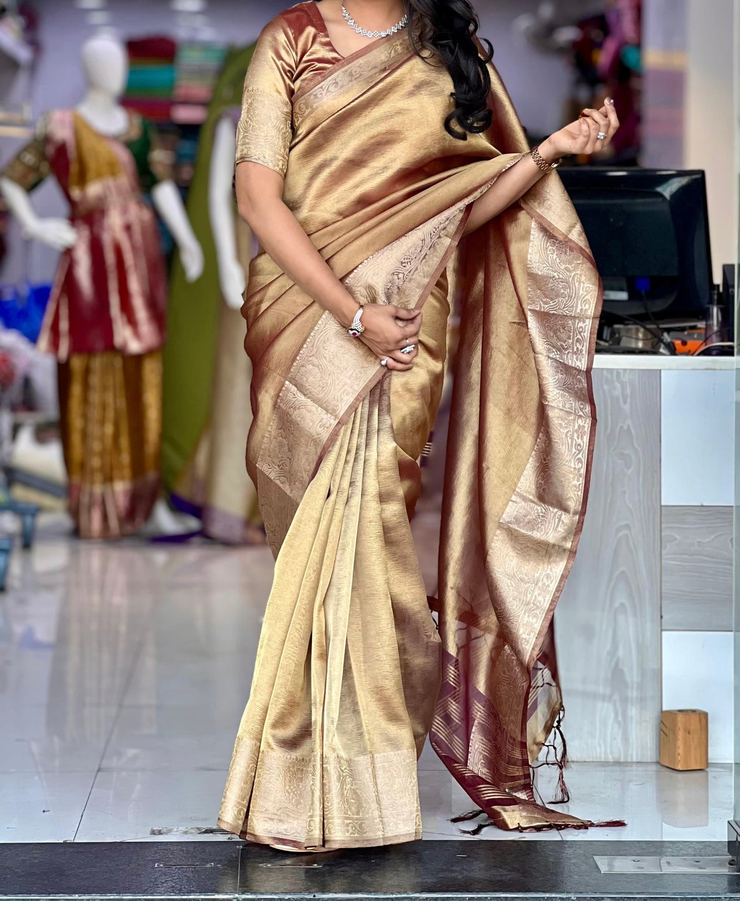 Saree- Soft Crushed Tissue Silk