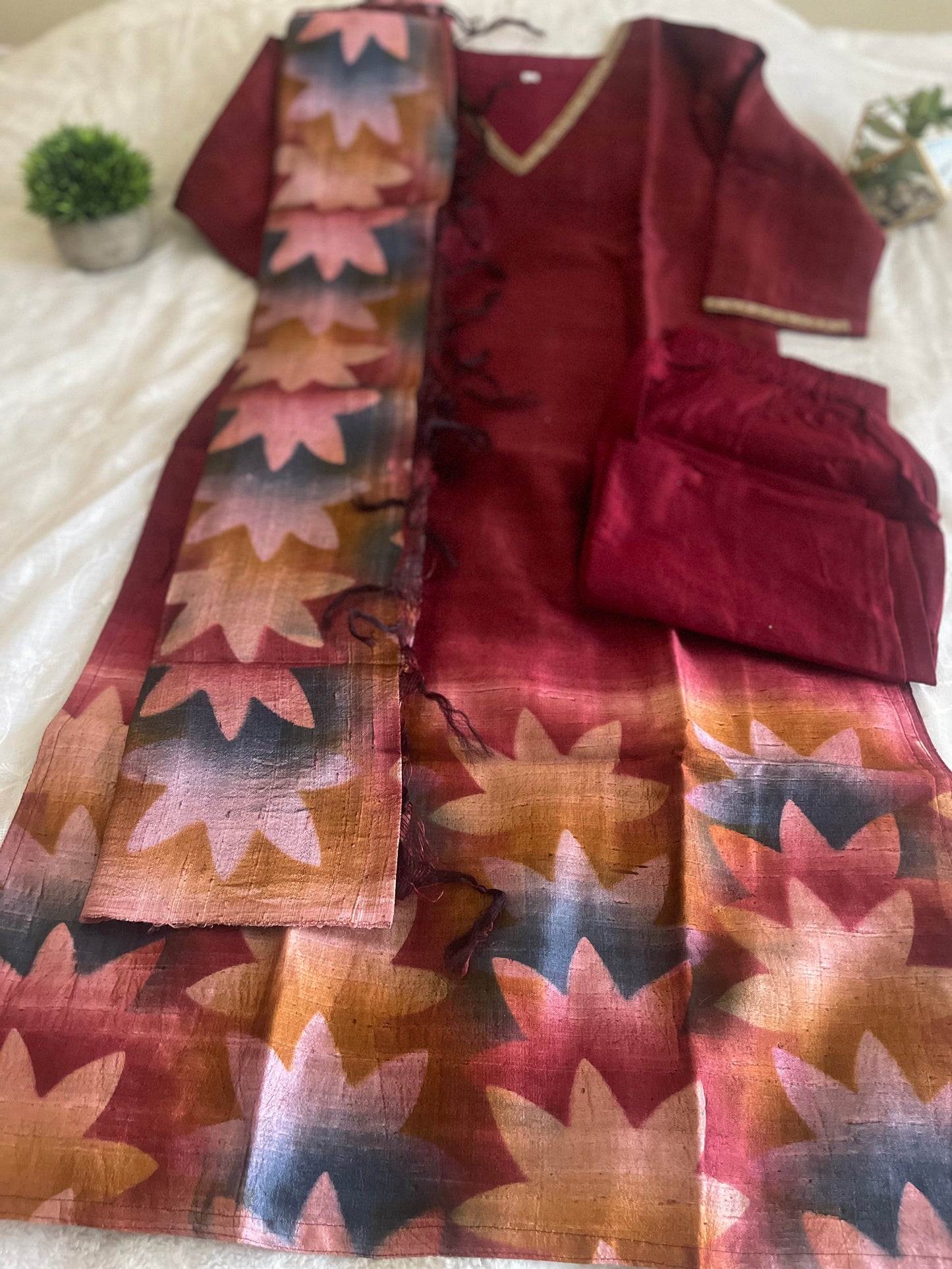 Rose Silk A-line Salwar Set