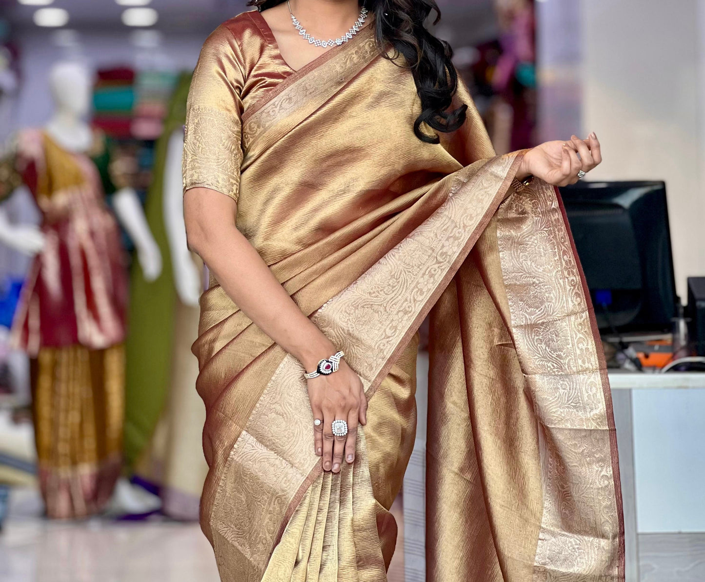 Saree- Soft Crushed Tissue Silk
