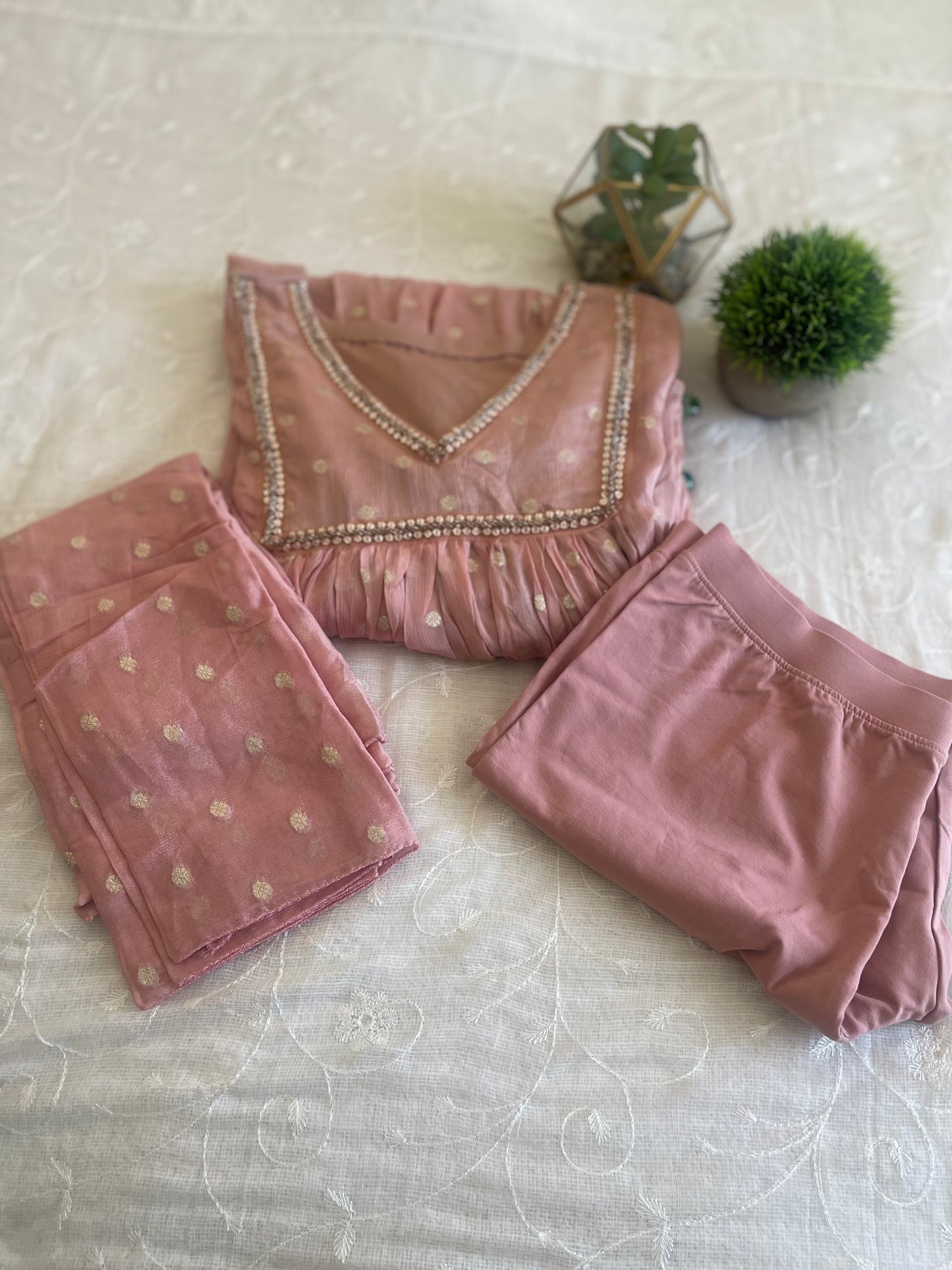 Handworked Pleated Salwar suit set