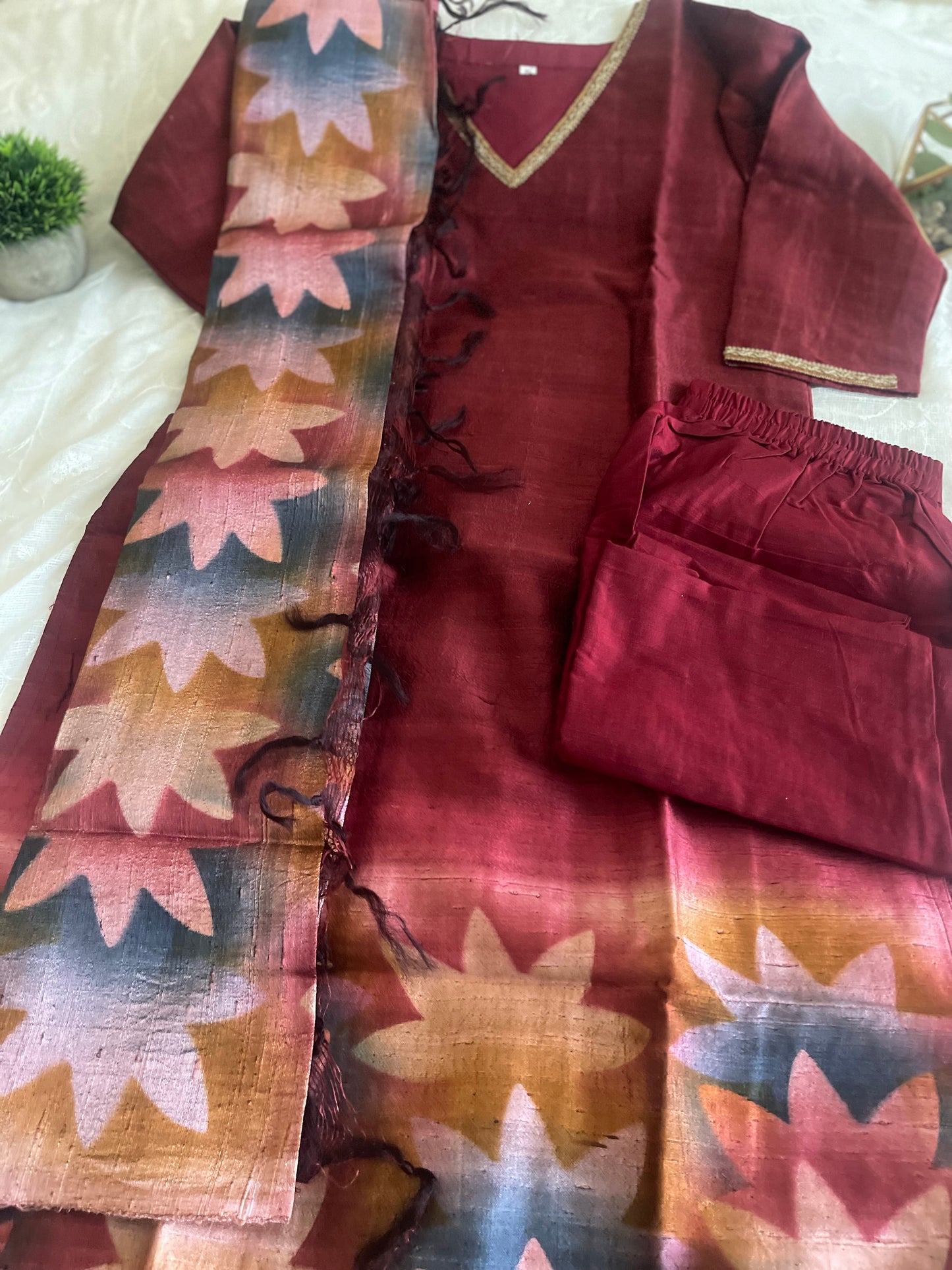 Rose Silk A-line Salwar Set