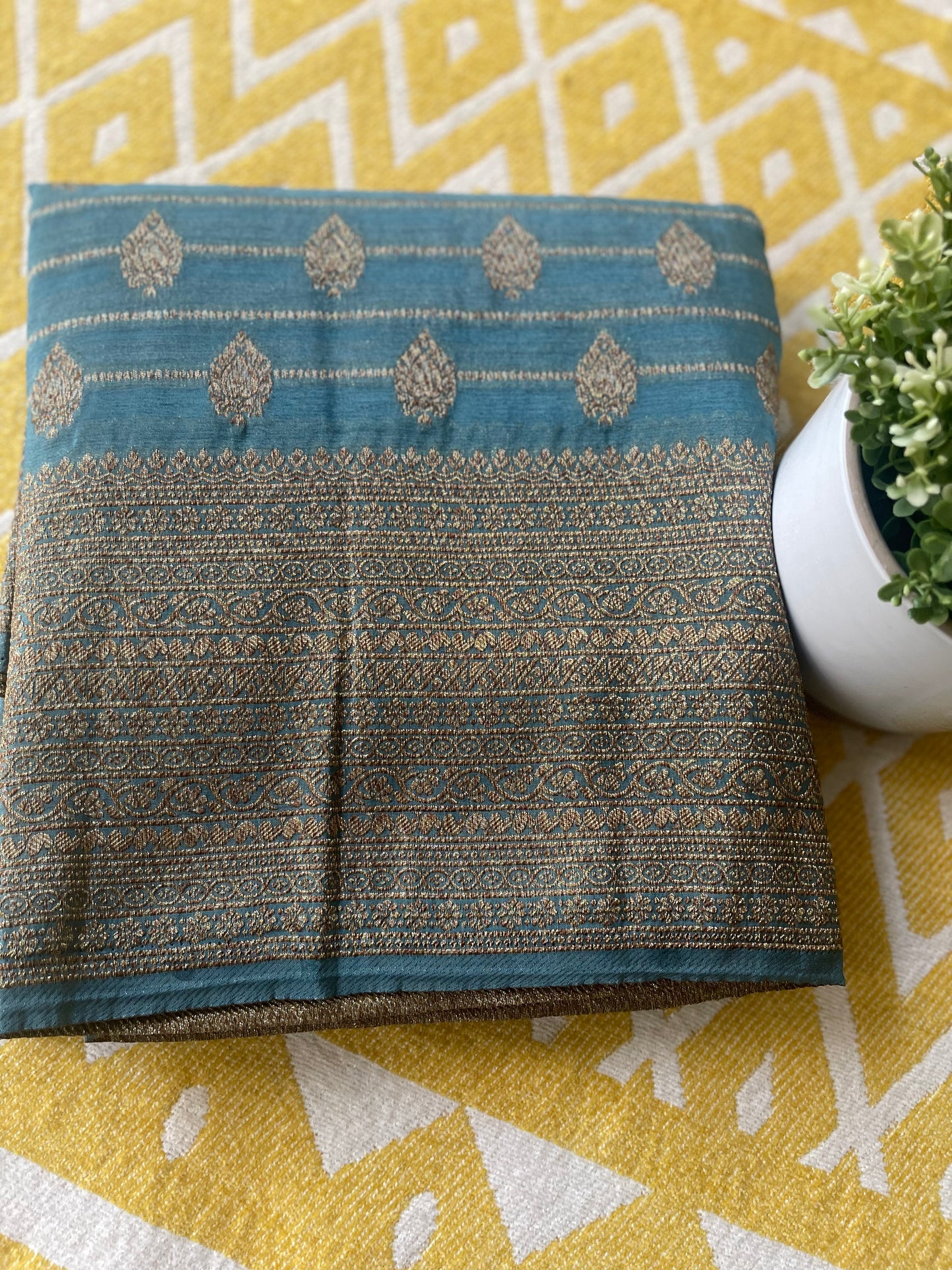 Ash Shade Semi Georgette Saree With Zari Stripes and Butti