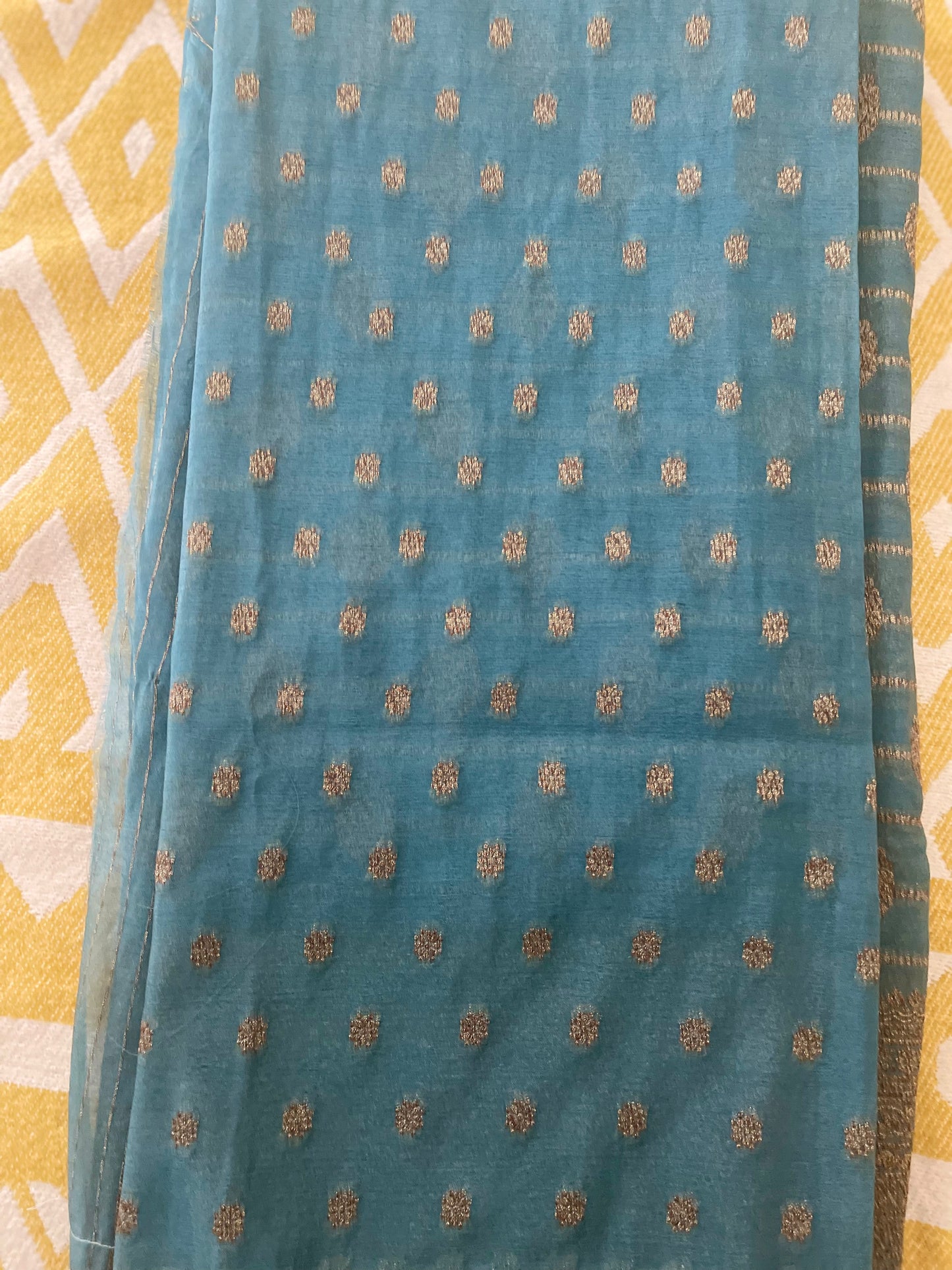 Ash Shade Semi Georgette Saree With Zari Stripes and Butti