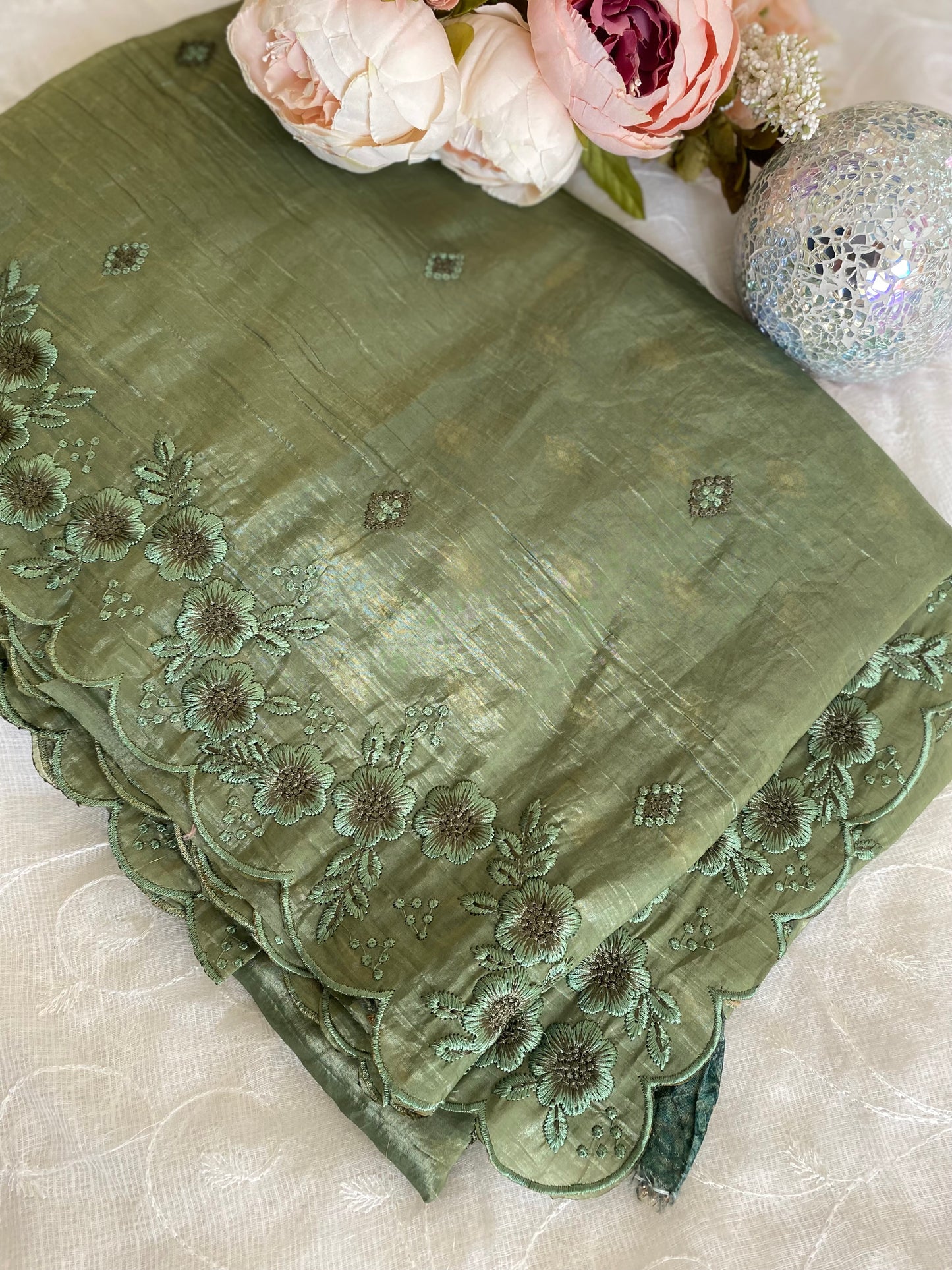 Crushed Organza Saree with Banarasi Weaved Blouse