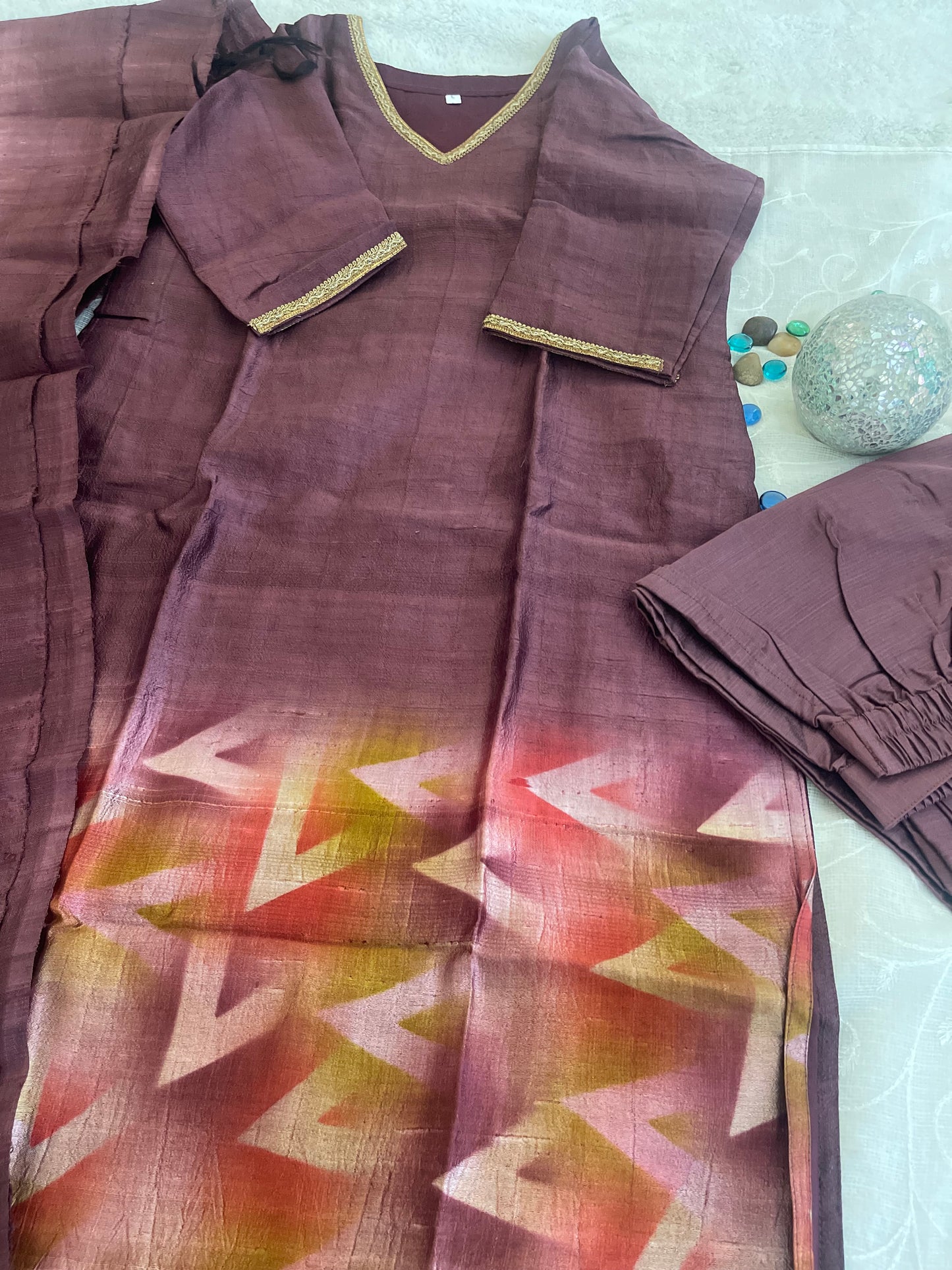 Rose Silk A-line Salwar Set
