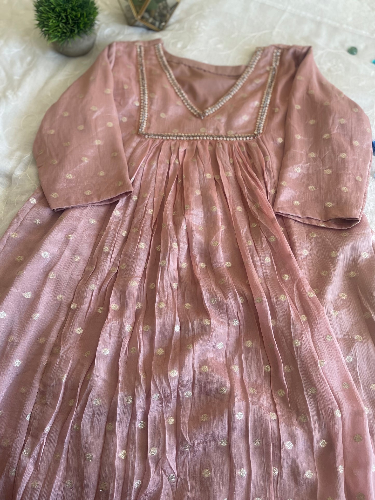 Handworked Pleated Salwar suit set