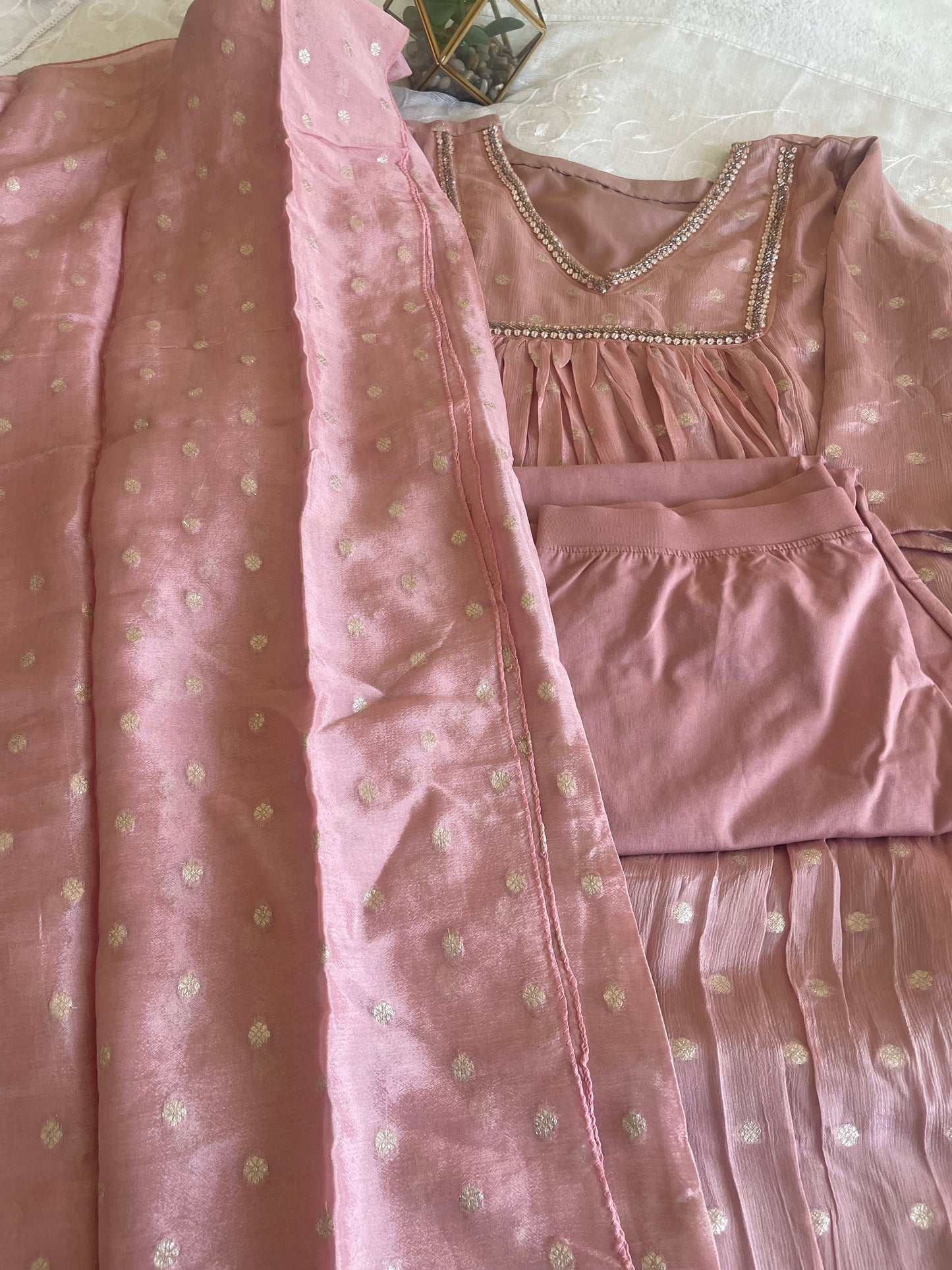 Handworked Pleated Salwar suit set
