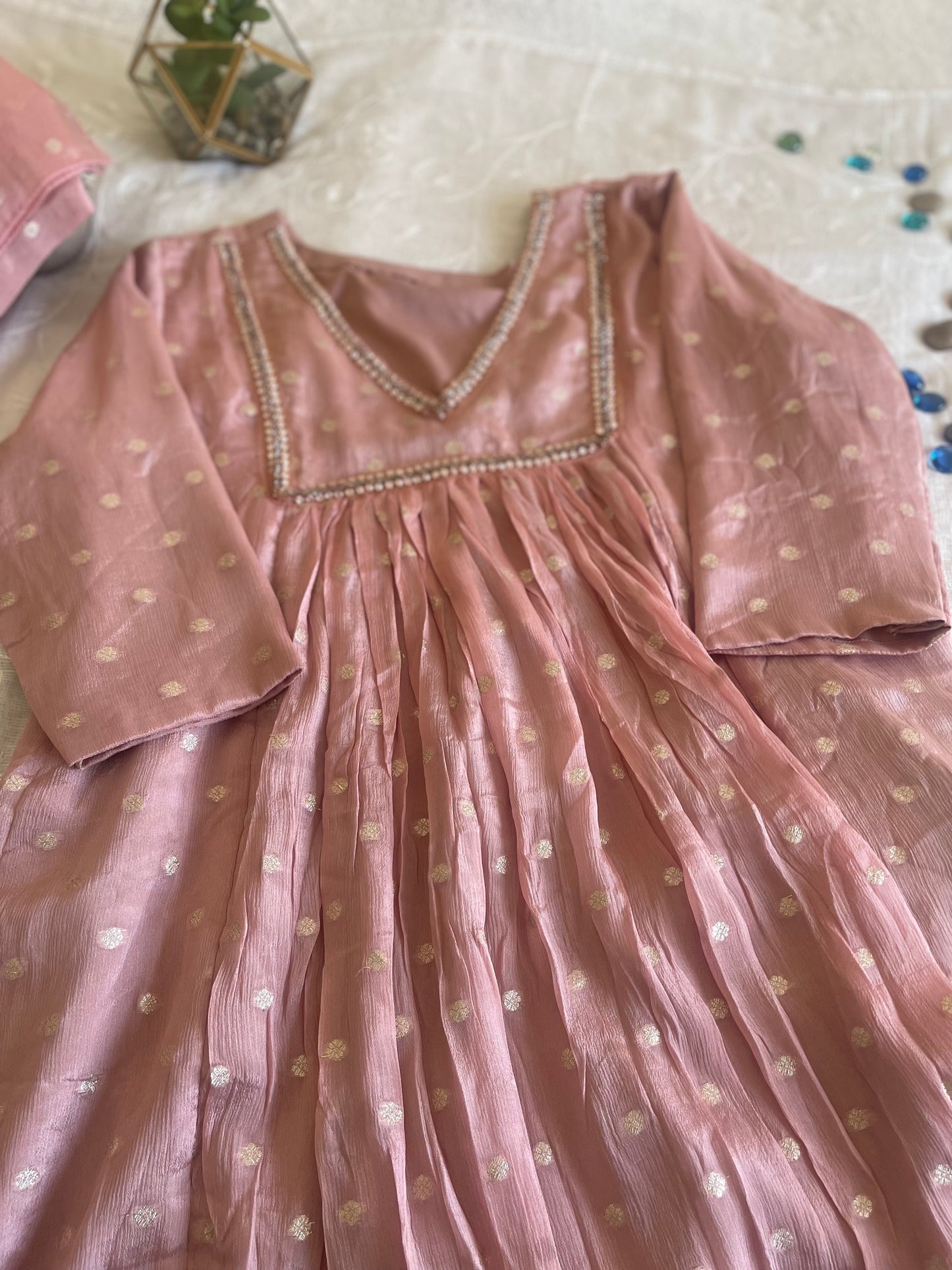 Handworked Pleated Salwar suit set