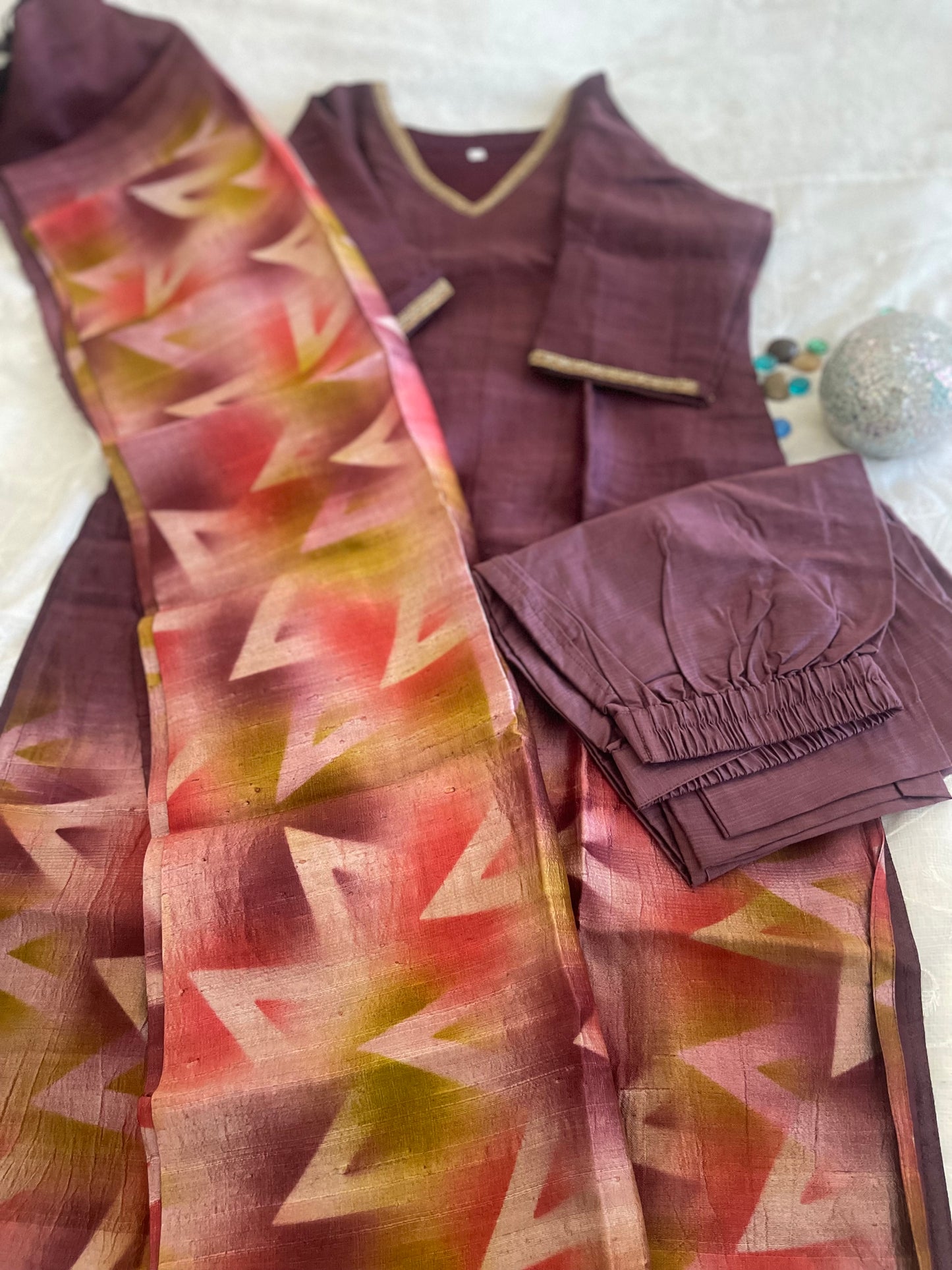Rose Silk A-line Salwar Set