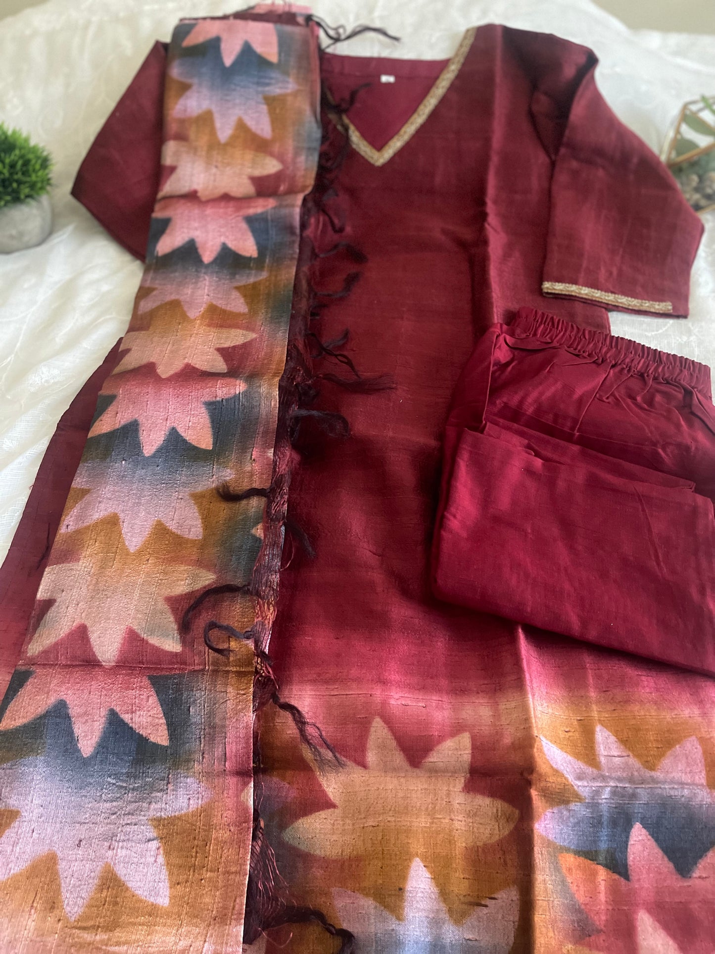 Rose Silk A-line Salwar Set