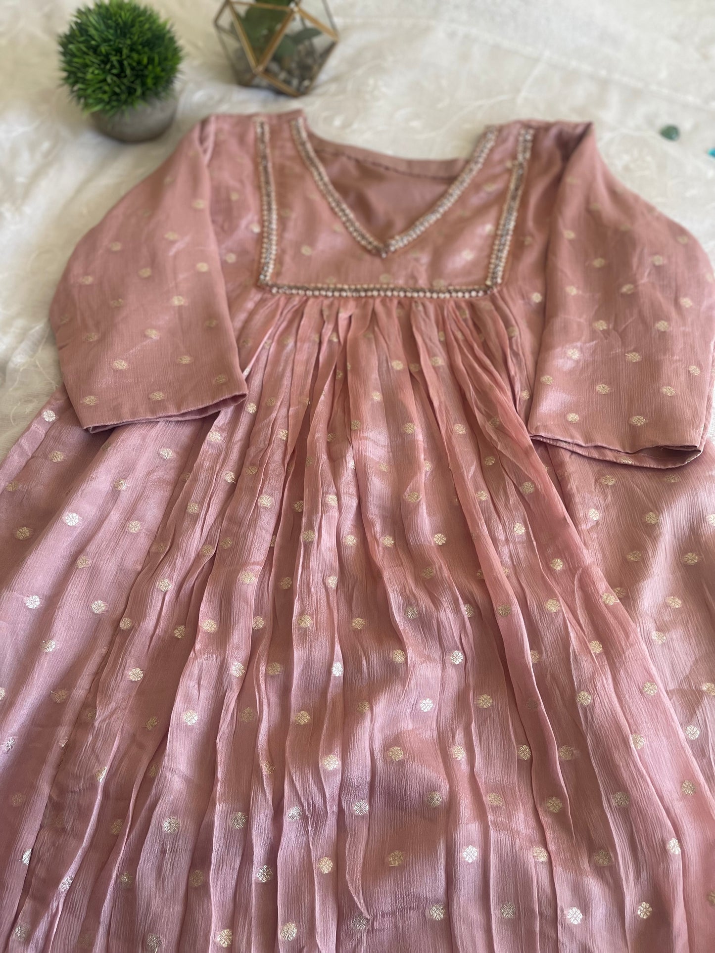 Handworked Pleated Salwar suit set
