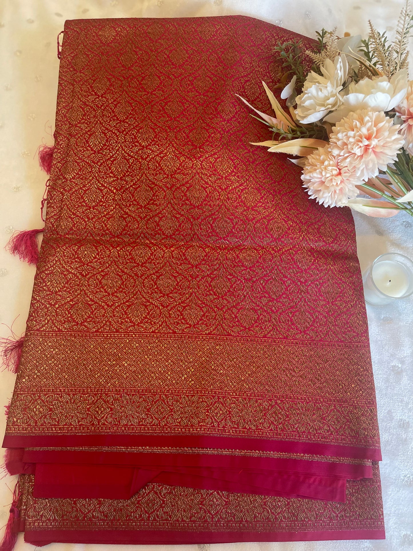 Banarasi Silk Saree with Running Blouse Material